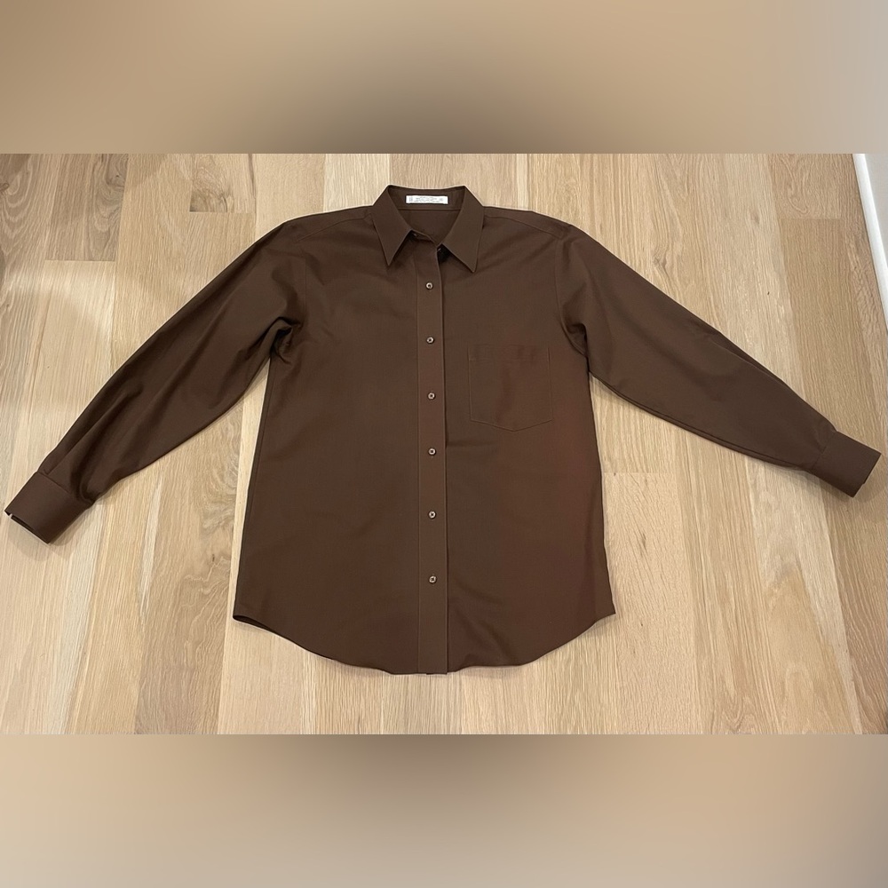 Foxcroft Women’s Wrinkle Free Dark Brown Dress Shirt Vintage size 4